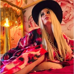 Beautiful satin almost IKAT KIMONO